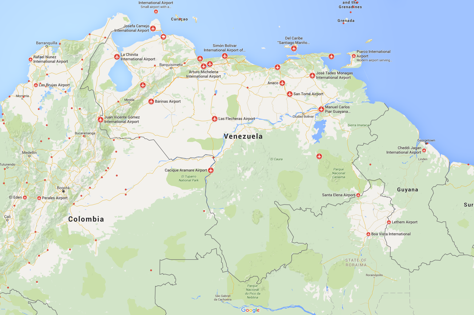 VENEZUELA AIRPORTS MAP